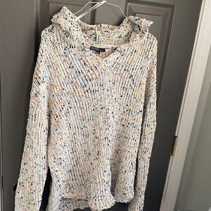 Studio by JPR Speckled Cream and Blue Cowl Neck Sweater